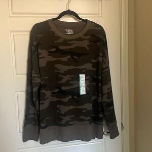 Time and Tru Relaxed Fit Crewneck- Camo